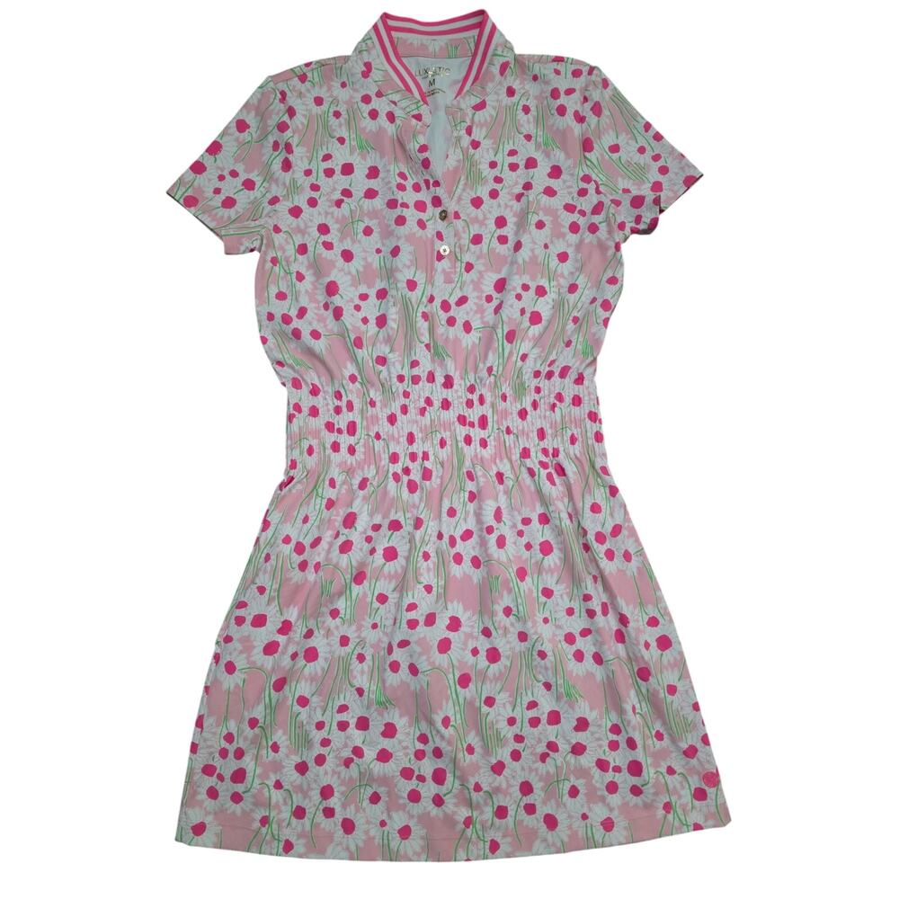 Lilly Pulitzer Luxletic Love Active Dress Lil Sunny Daisies Conch Shell Pink Med
